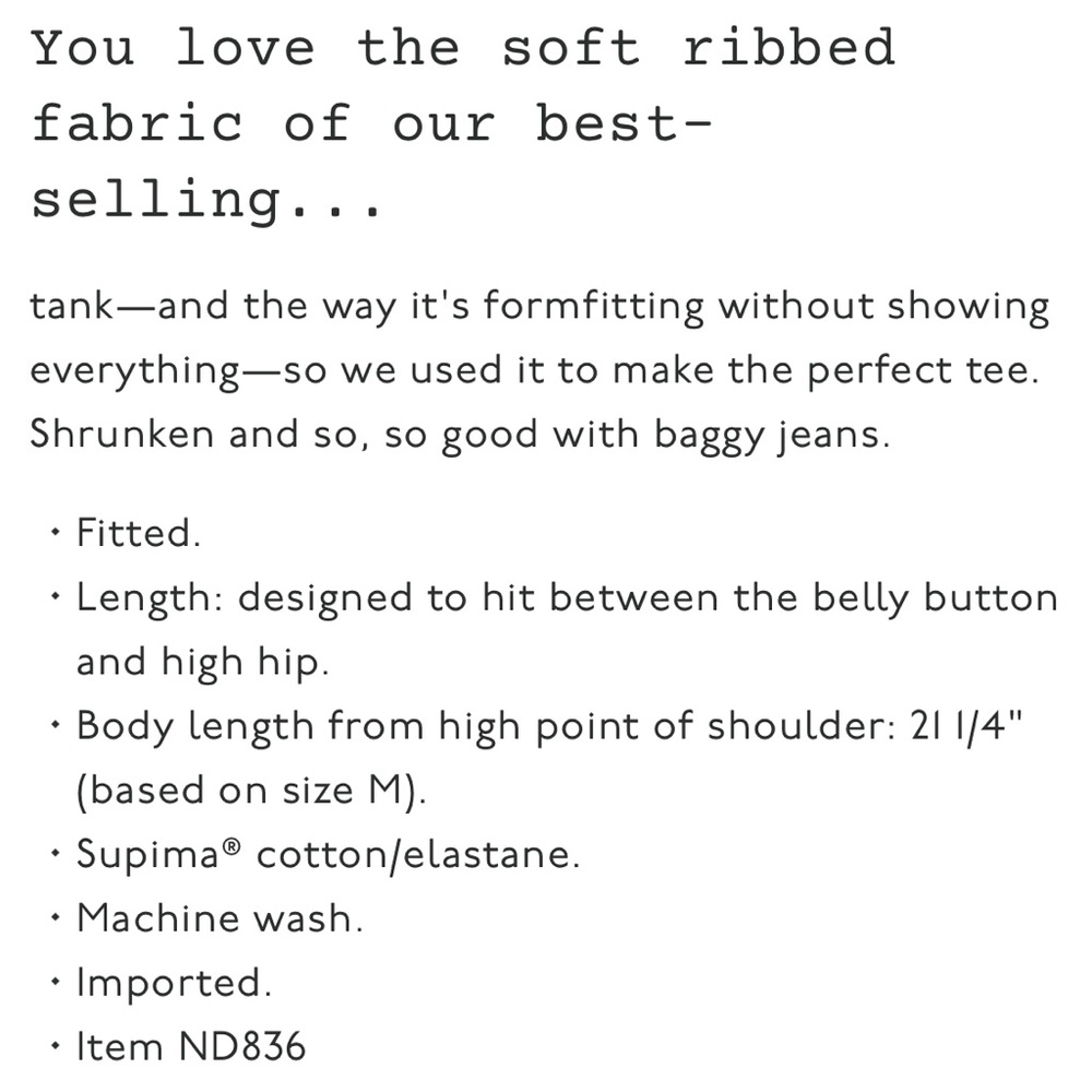 Madewell Supima Rib Tee - Picture 2 of 2